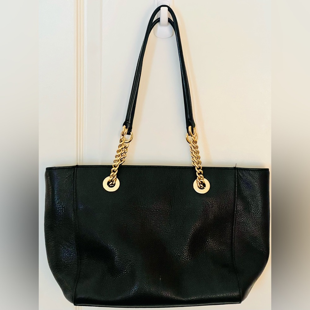 Coach Black Leather Tote with Gold Accents - Picture 5 of 11